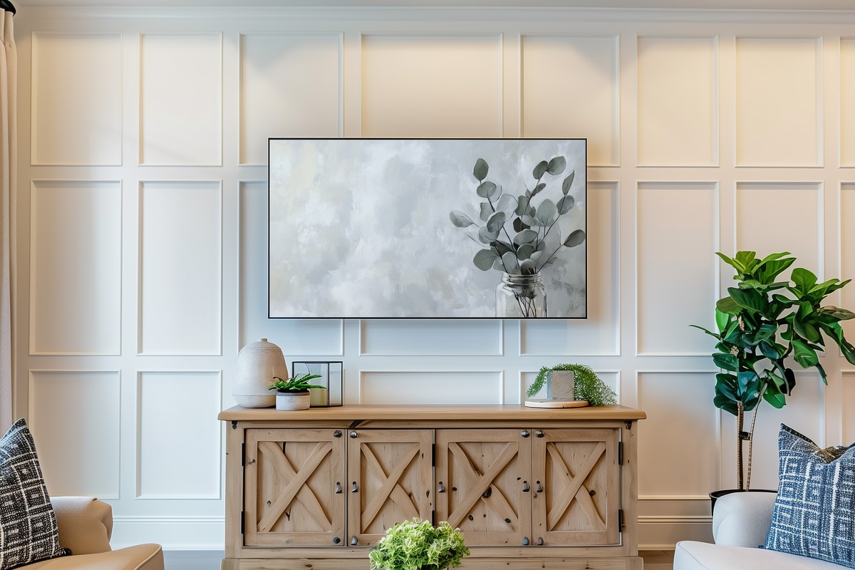 Glass-Held Eucalyptus Grace - Floral Frame TV Art