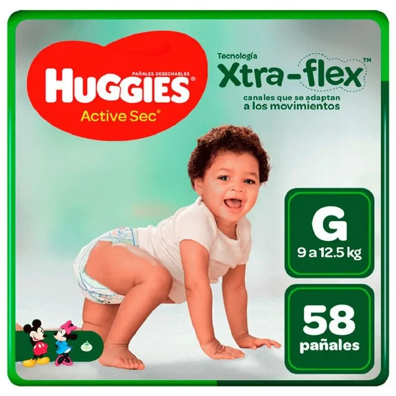 Huggies Pañal Act Sec "G" Xtra-Flex Bol/58 Und