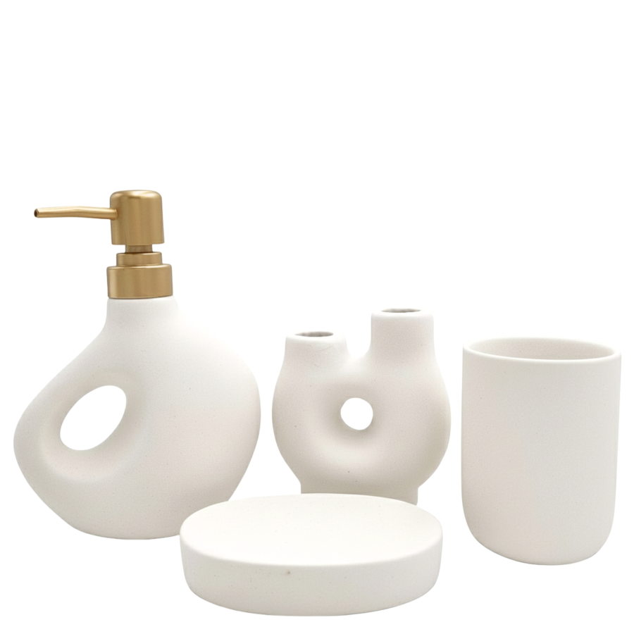 Set de baño cerámica, 4 piezas