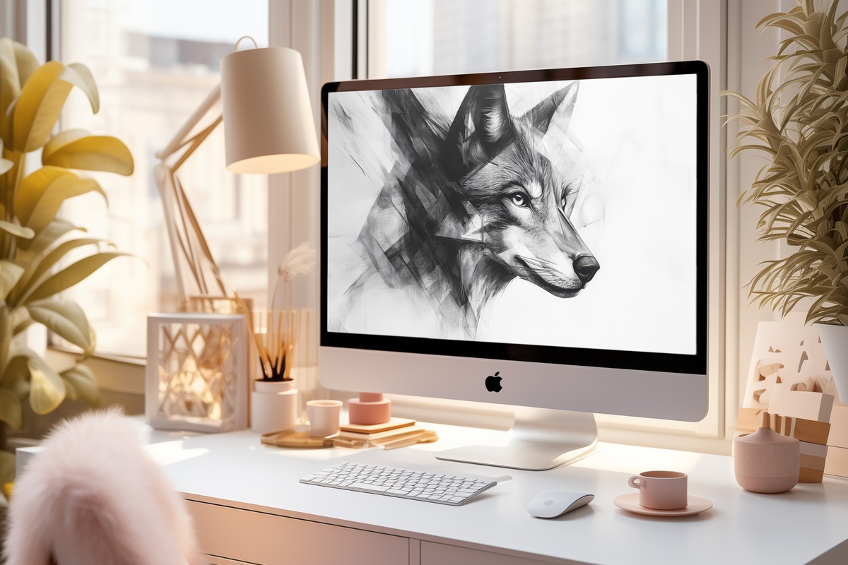 Angular Animal Symmetry black and white geometric desktop wallpaper