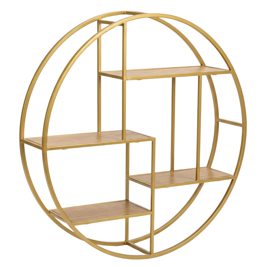 Repisa flotante hierro forjado/madera, 70x70x14cm