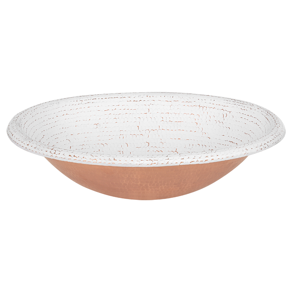 Premier Copper Products 19" x 14" Oval Drop In/Surface Mount Copper Bathroom Sink, Glazed White, 17 Gauge, LO19RWHT