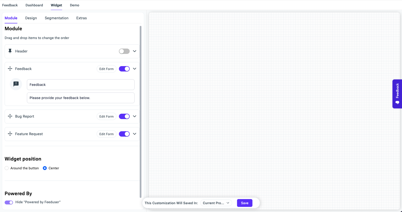 Customizable Feedback Widget