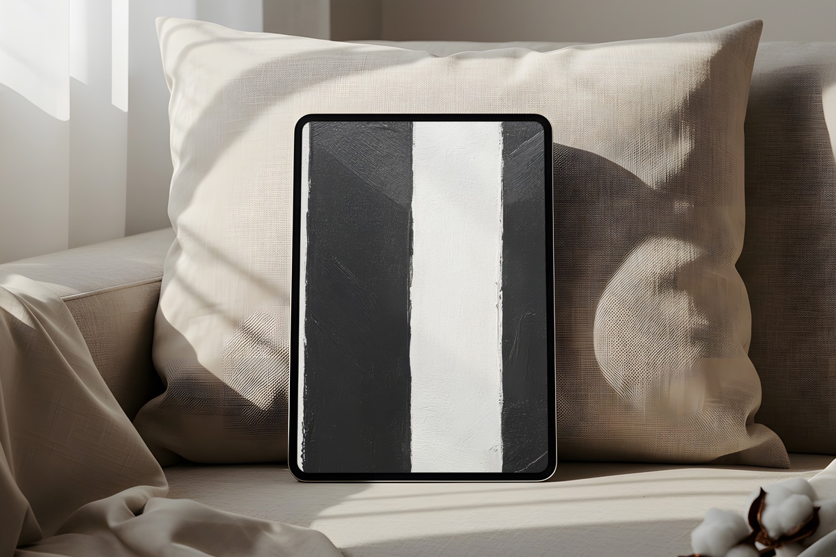 Striped Monochrome Drama Neutral iPad Wallpaper