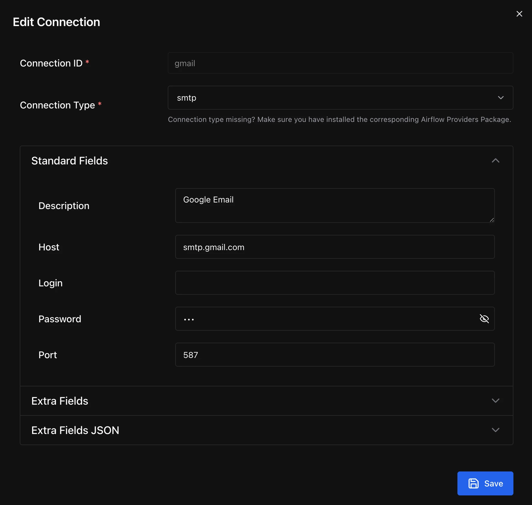 Edit Connection - SMTP