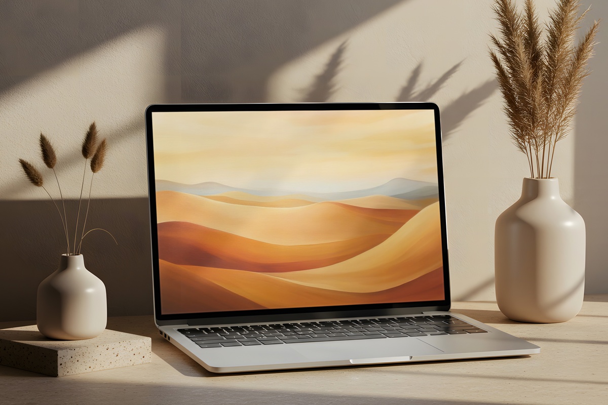 Desert Calm in Modern Brushstrokes Desktop Wallpaper