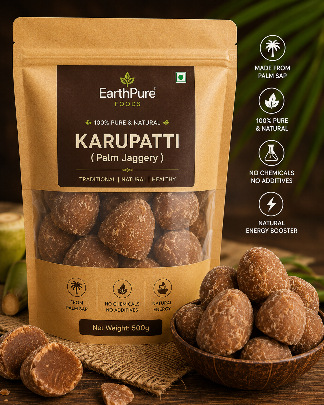 Pure Karupatti – traditional palm jaggery