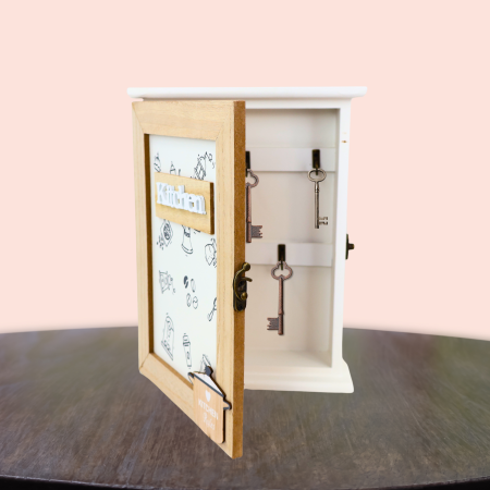 Porta llaves 26x19cm, 5 ganchos, madera