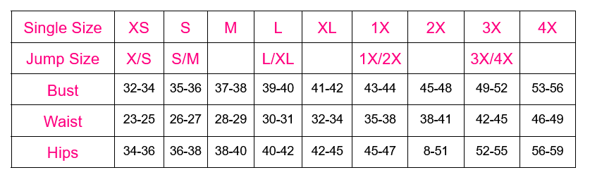 BeWicked 2375 Keep It Tight Bodysuit Shaper size chart