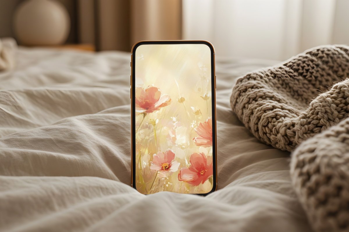 Summer's Radiant Echoes Summer iPhone Wallpaper — coral and peach floral background for phone screen