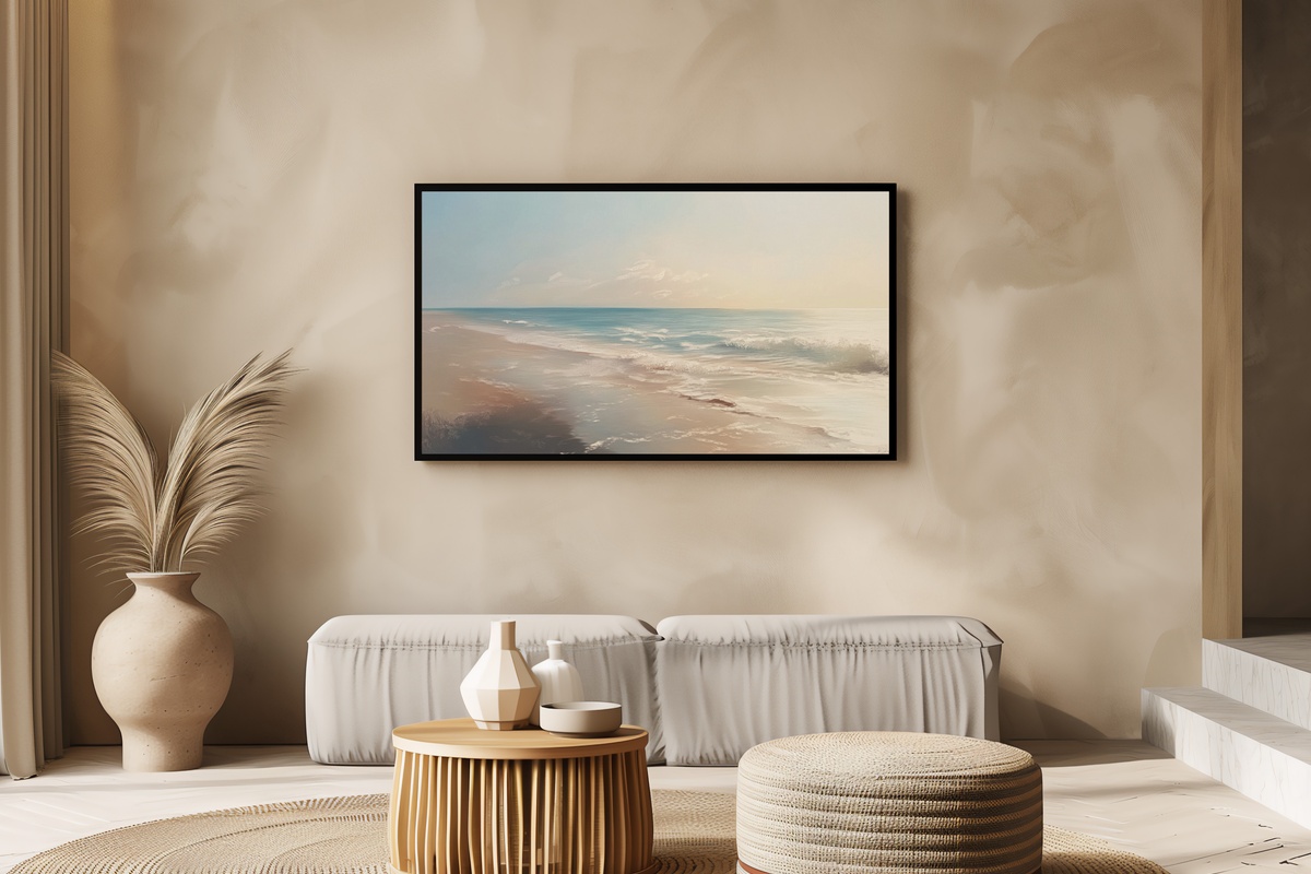 Gentle Waves in Sunlit Caress Landscape Frame TV Art