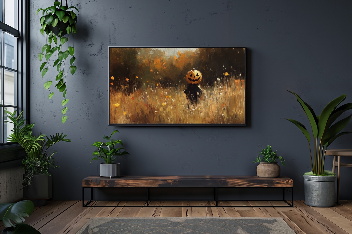 Jack-O-Lantern in Autumn Fields Halloween Frame TV Art