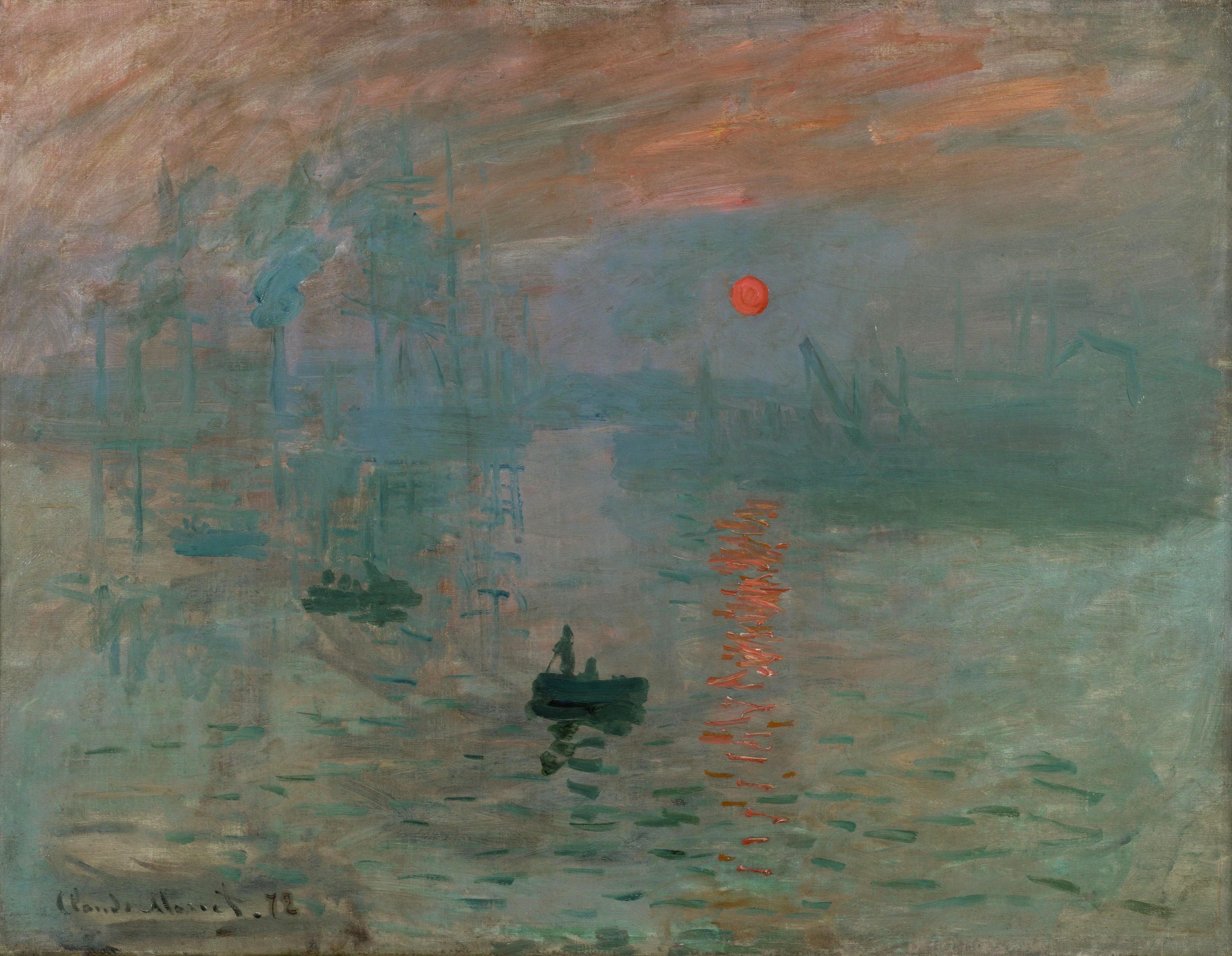 Claude Monet, Impression, Sunrise, 1872. Oil on canvas. Musée Marmottan Monet, Paris. The painting that gave the movement its name.
