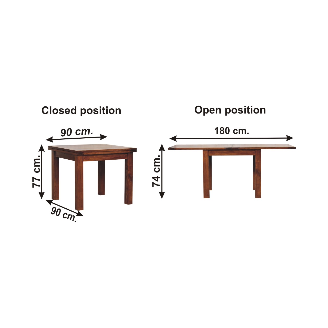 Size chart for Chestnut Butterfly Dining Table