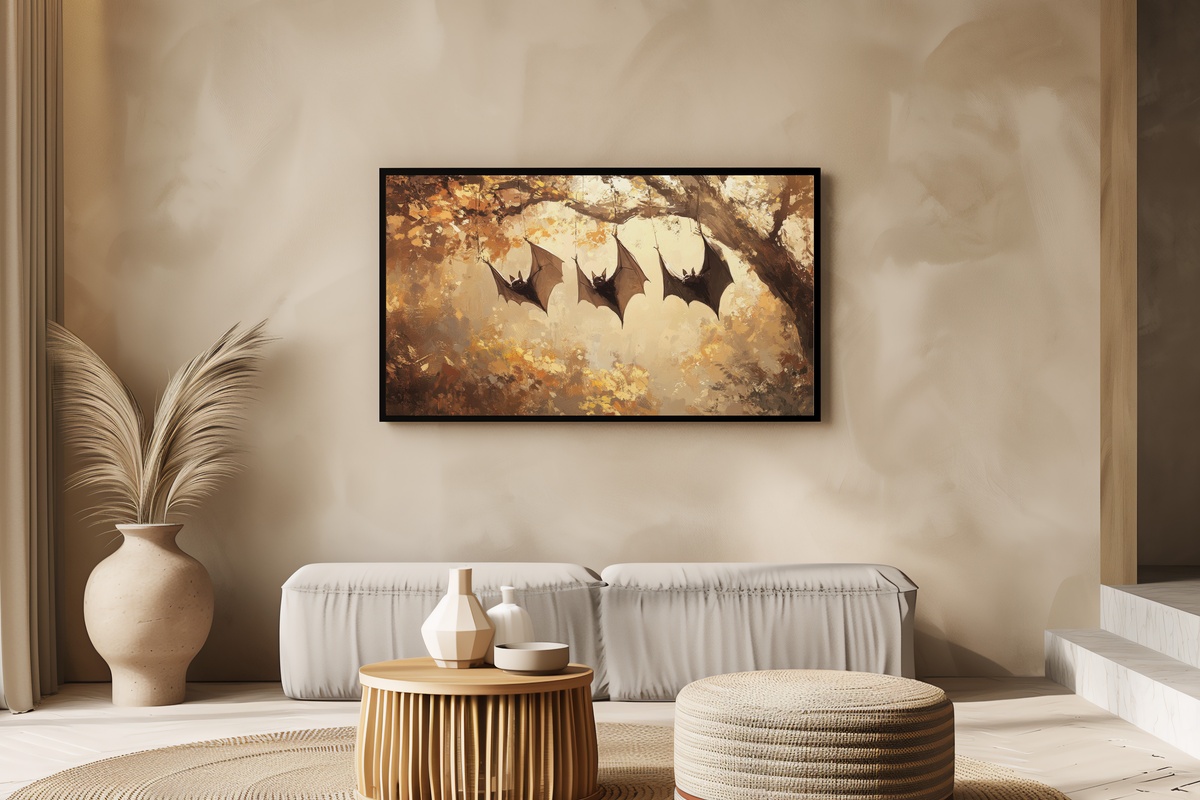 Harmonious Bat Rest Halloween Frame TV Art