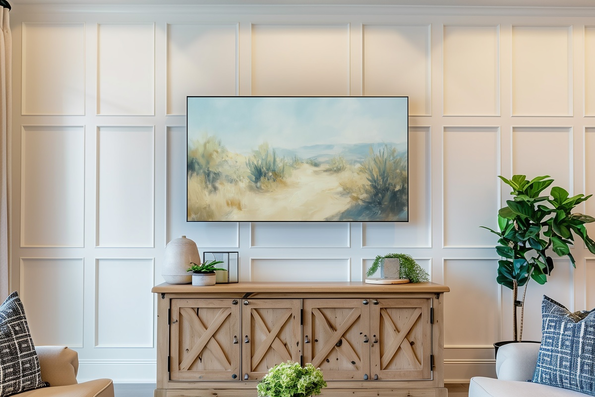 Soft Toned Cacti Serenity Frame TV Art featuring desert cacti in a muted, minimalist palette