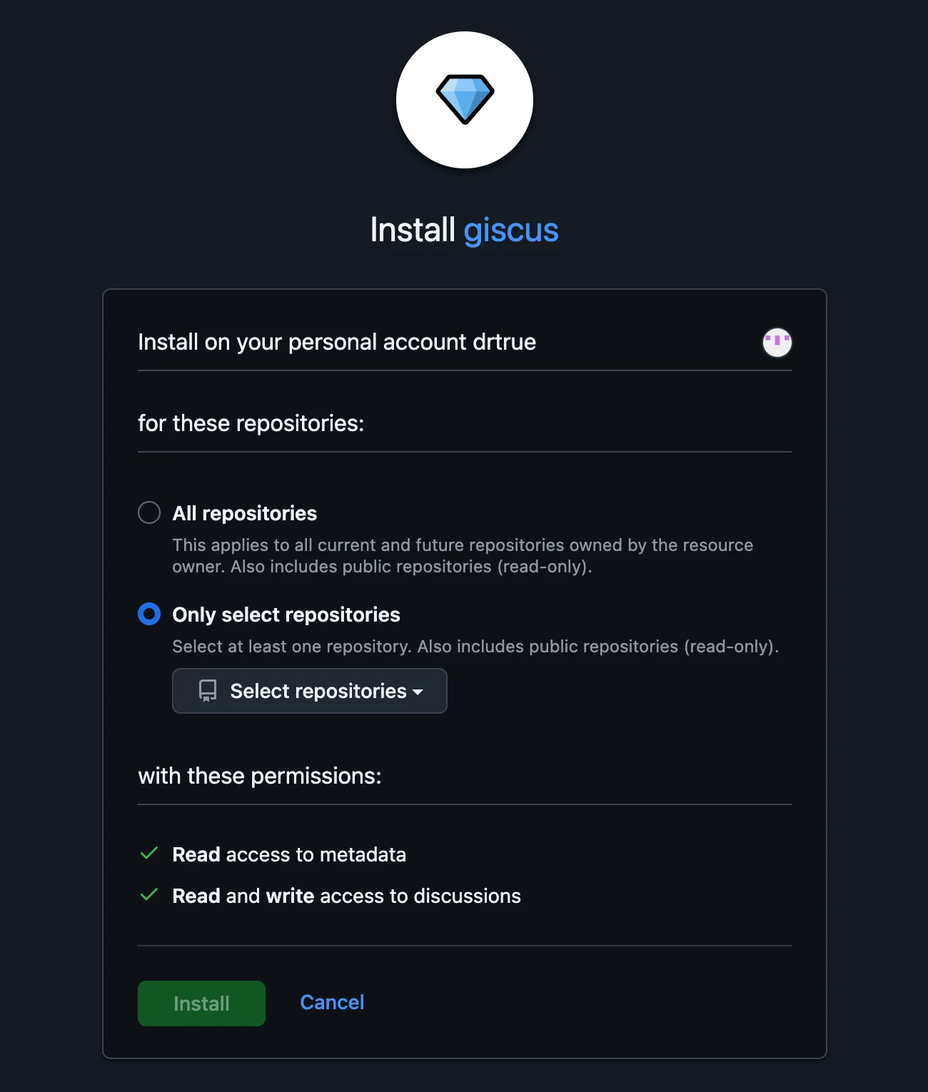 Giscus - Configure