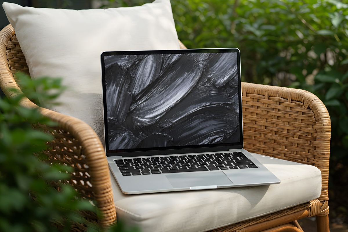 Charcoal Flow Dynamics abstract desktop wallpaper with bold black and gray brushstrokes