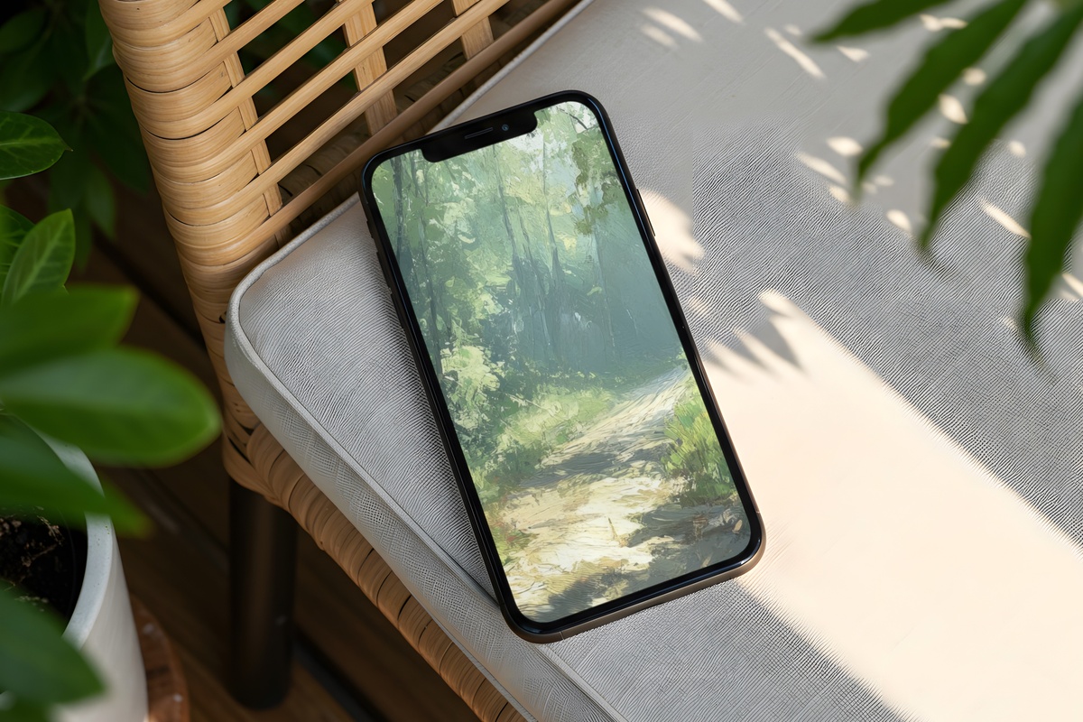 Sunlit Whispers Through Woodland Trails Summer iPhone Wallpaper — green woodland light