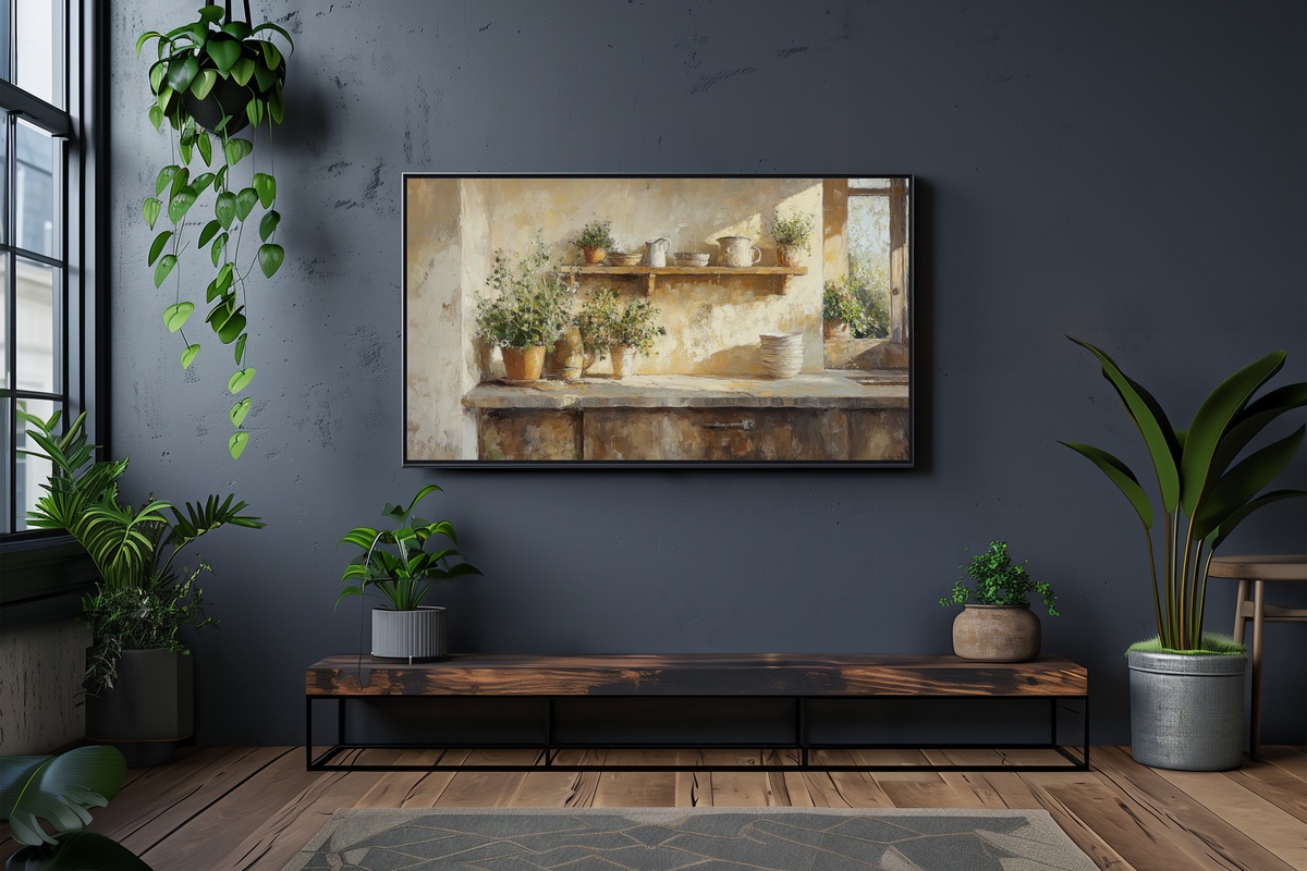 Fresh Herbs in Farmhouse Kitchen Frame TV Art