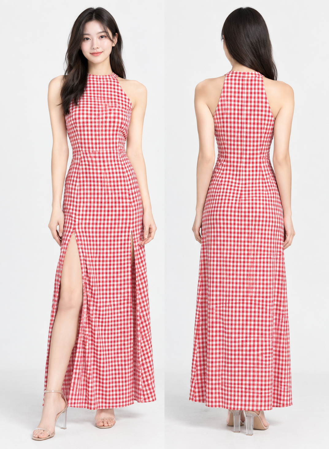 Rimsha wear women's wear checks slit dress