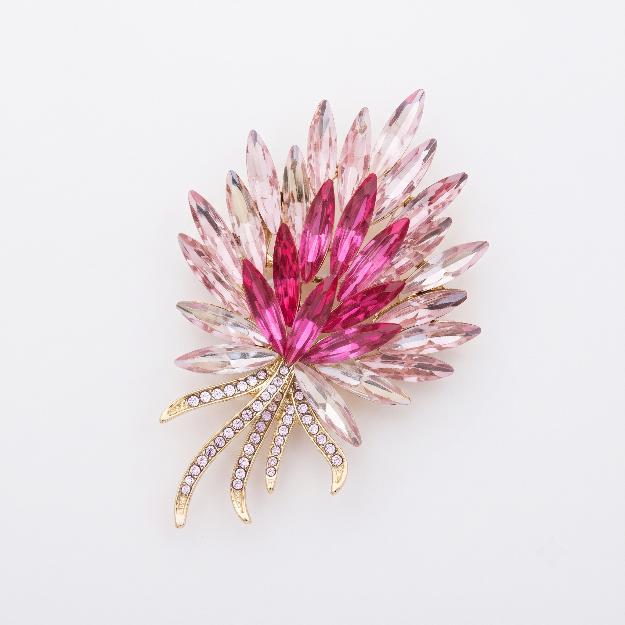 Pink Crystal Bouquet Brooch Pin for Women & Girls