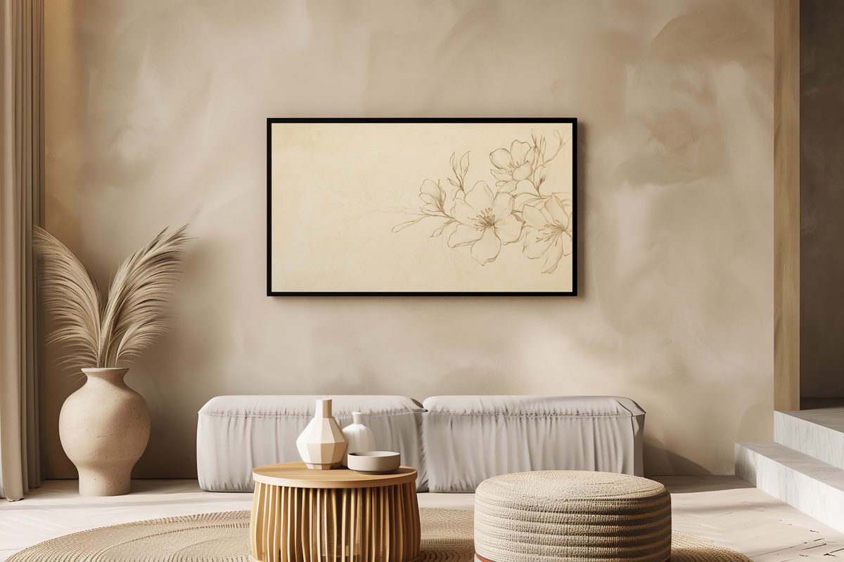 Floral Line Art Elegance - Floral Frame TV Art