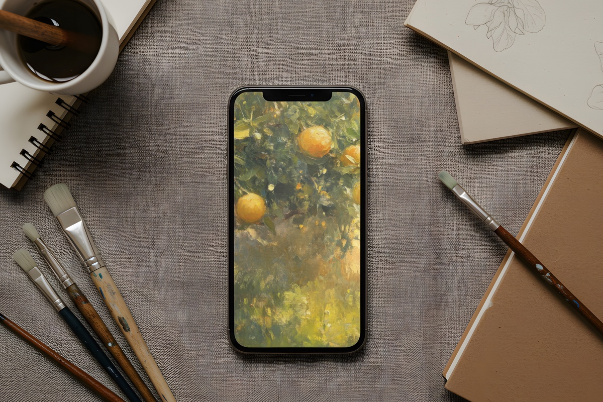 Radiant Lemon Glimmer in Sunlight iPhone Wallpaper — soft citrus yellow aesthetic