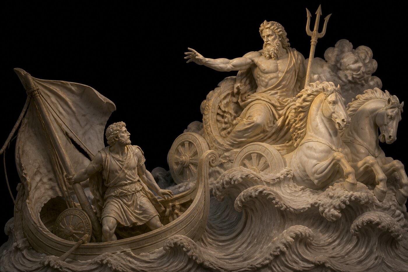 Original illustration for Poseidon Curses Odysseus