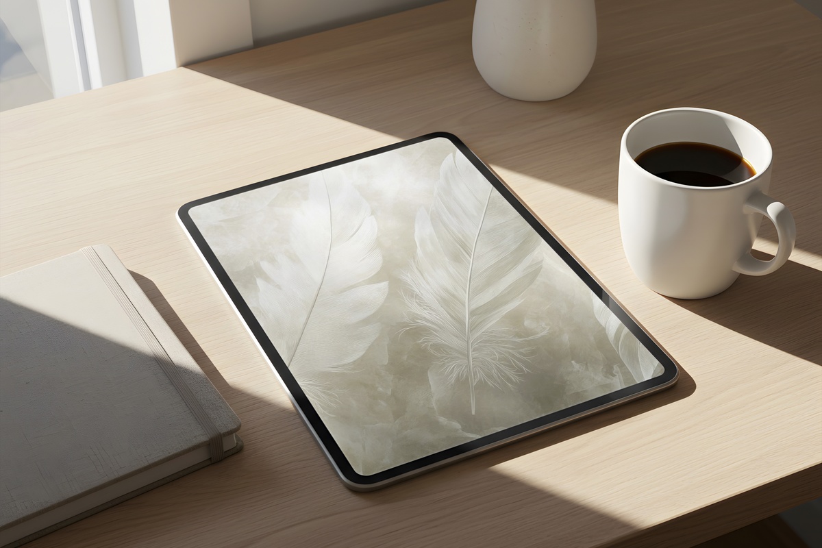Whisper of Feathered Lines Neutral iPad Wallpaper