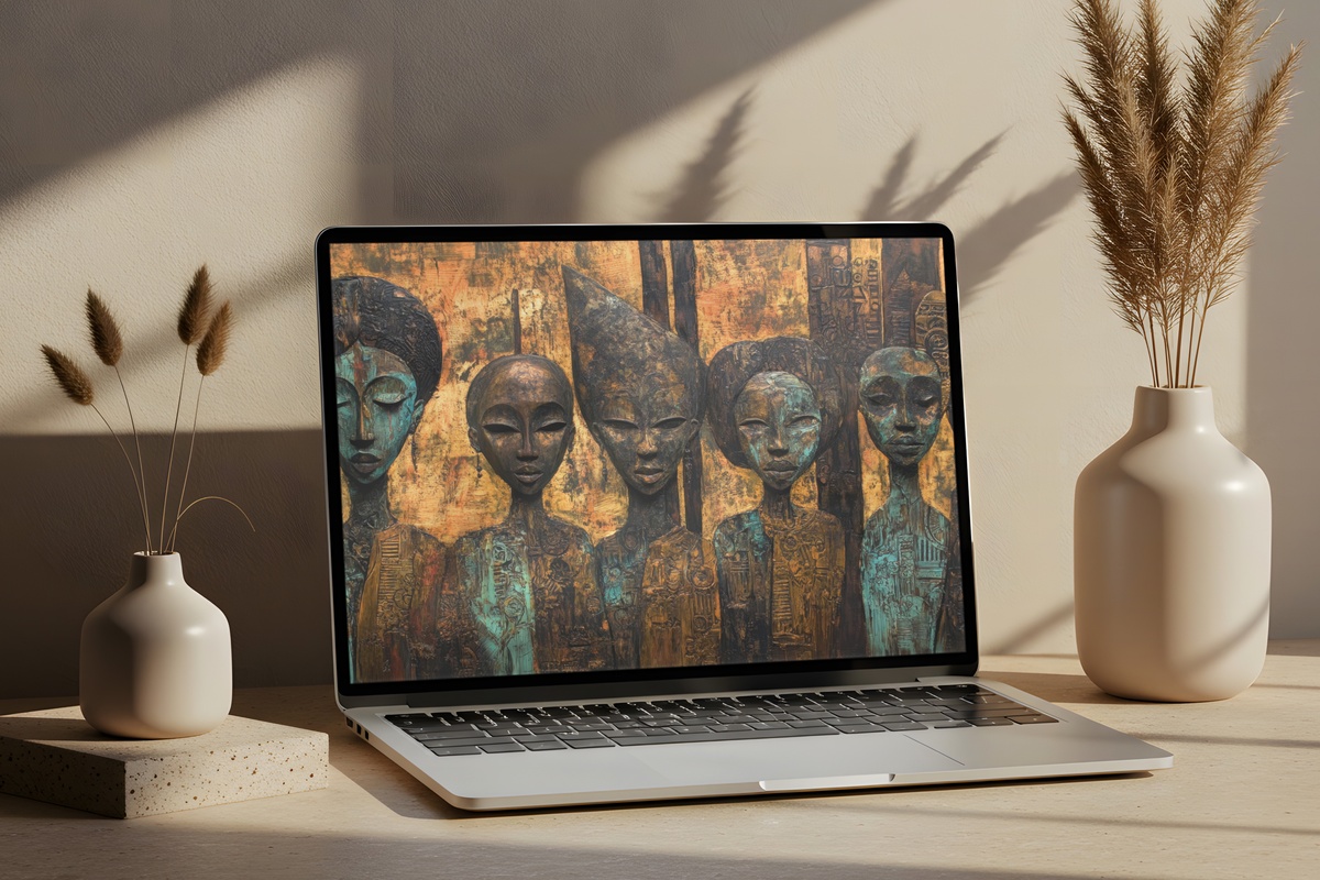 Timeless Bronze Whimsy Boho Desktop Wallpaper