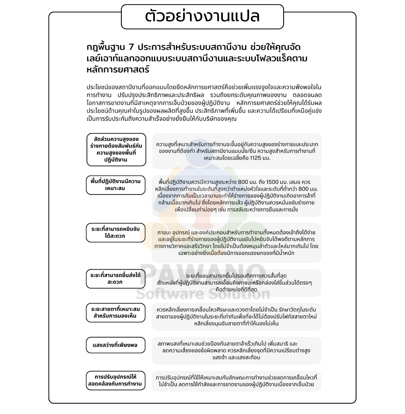 ตัวอย่างงานแปลคู่มือ ภาษาไทย