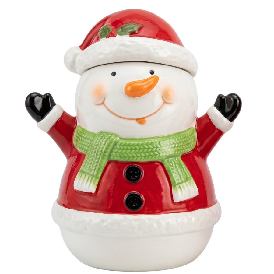 Bombonera muñeco de nieve cerámica, 19cm