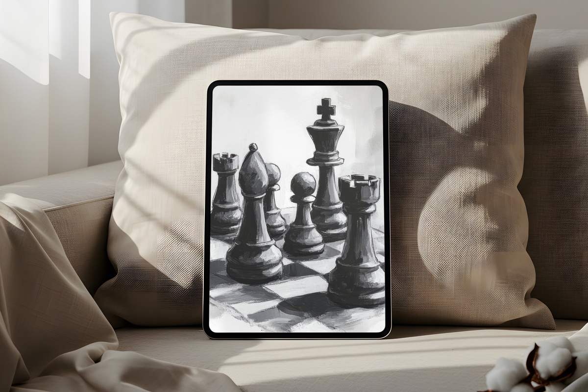 Chess Piece Elegance black and white iPad wallpaper