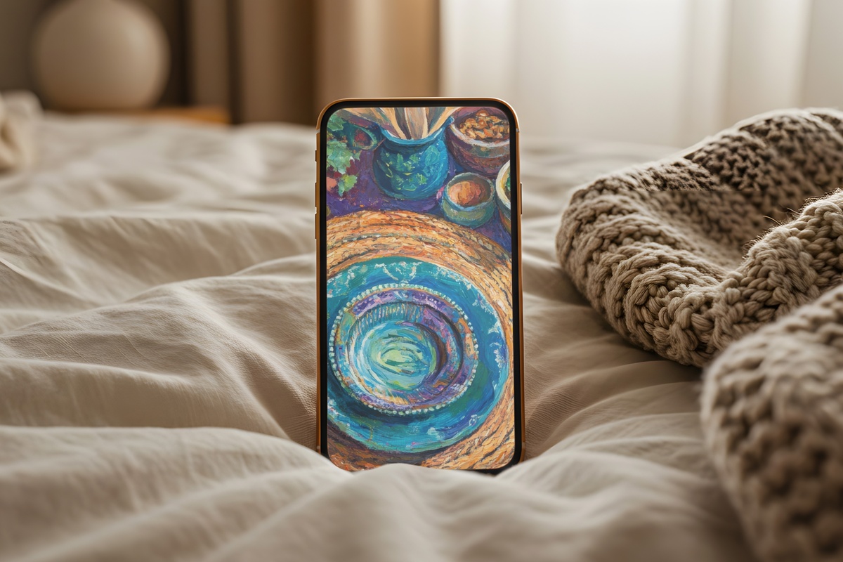 Tabletop Elegance Spread Boho iPhone Wallpaper