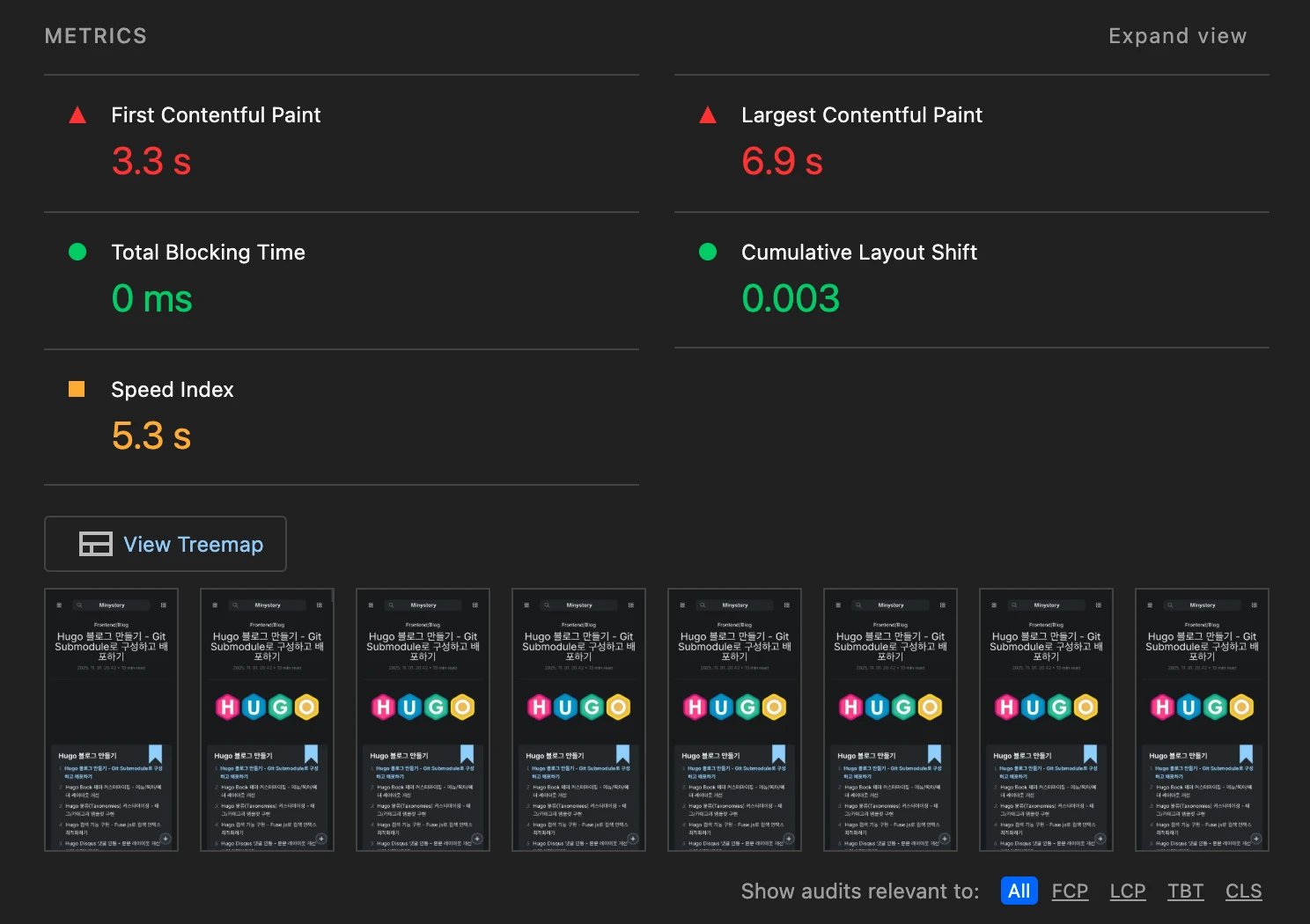 Lighthouse METRICS - CLS 0.003