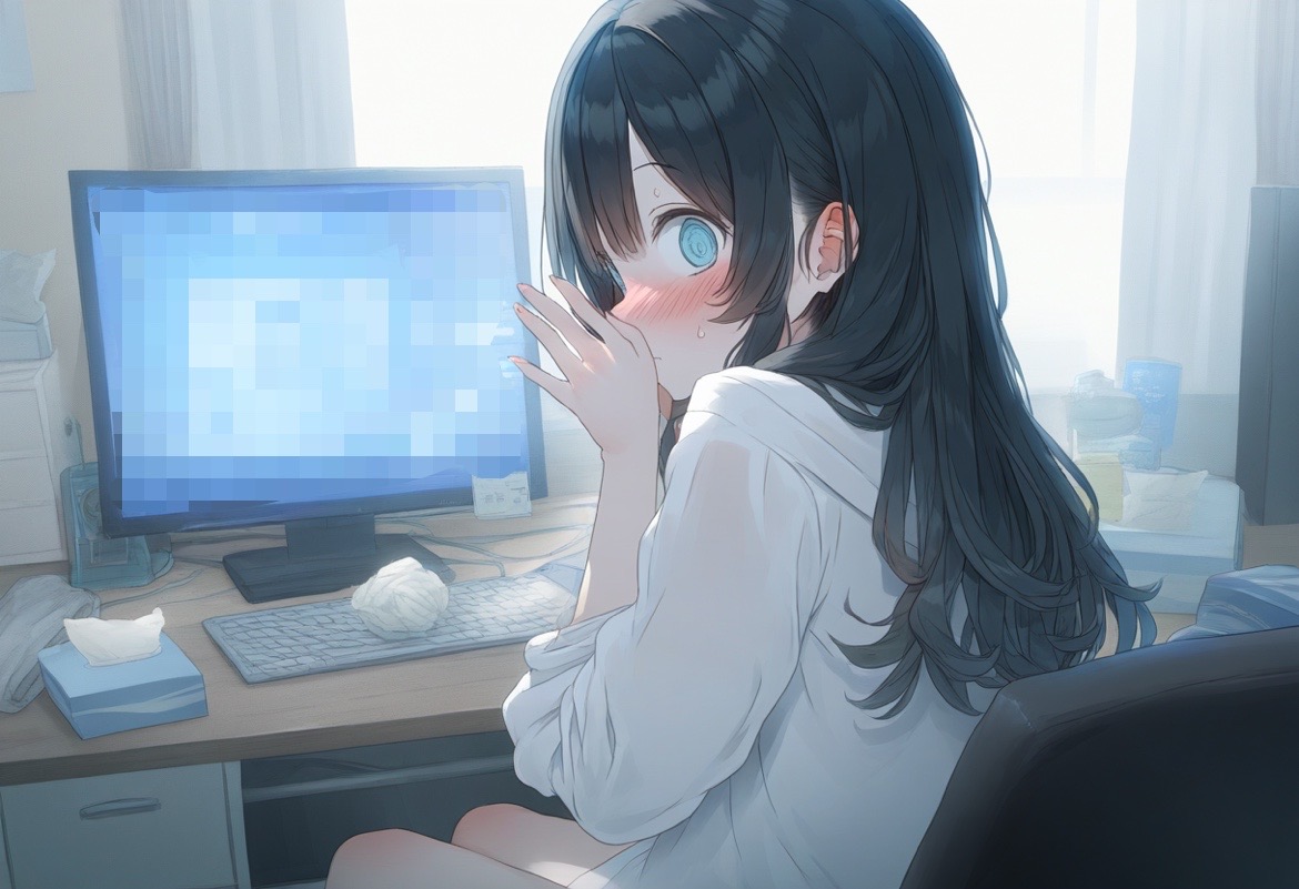 オナバレ風のイラストを出してみる実験 by さすらう犬 with ai art, caught masturbating, humiliation