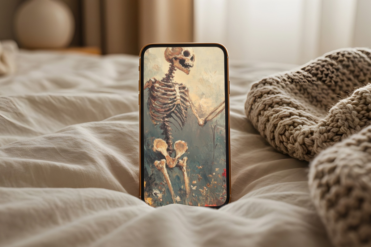 Autumn Skeleton Bloom Dance Halloween moody aesthetic iPhone wallpaper