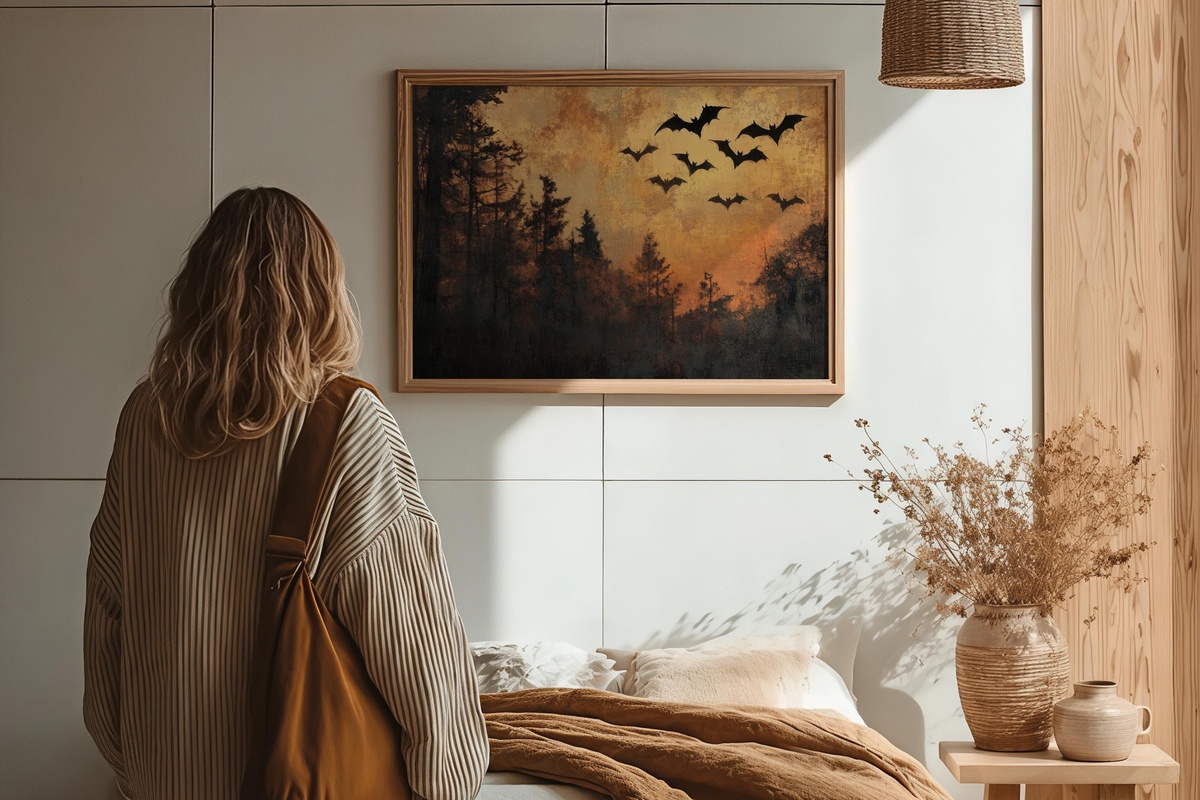 Twilight Bat Flight Grace Halloween Printable Wall Art