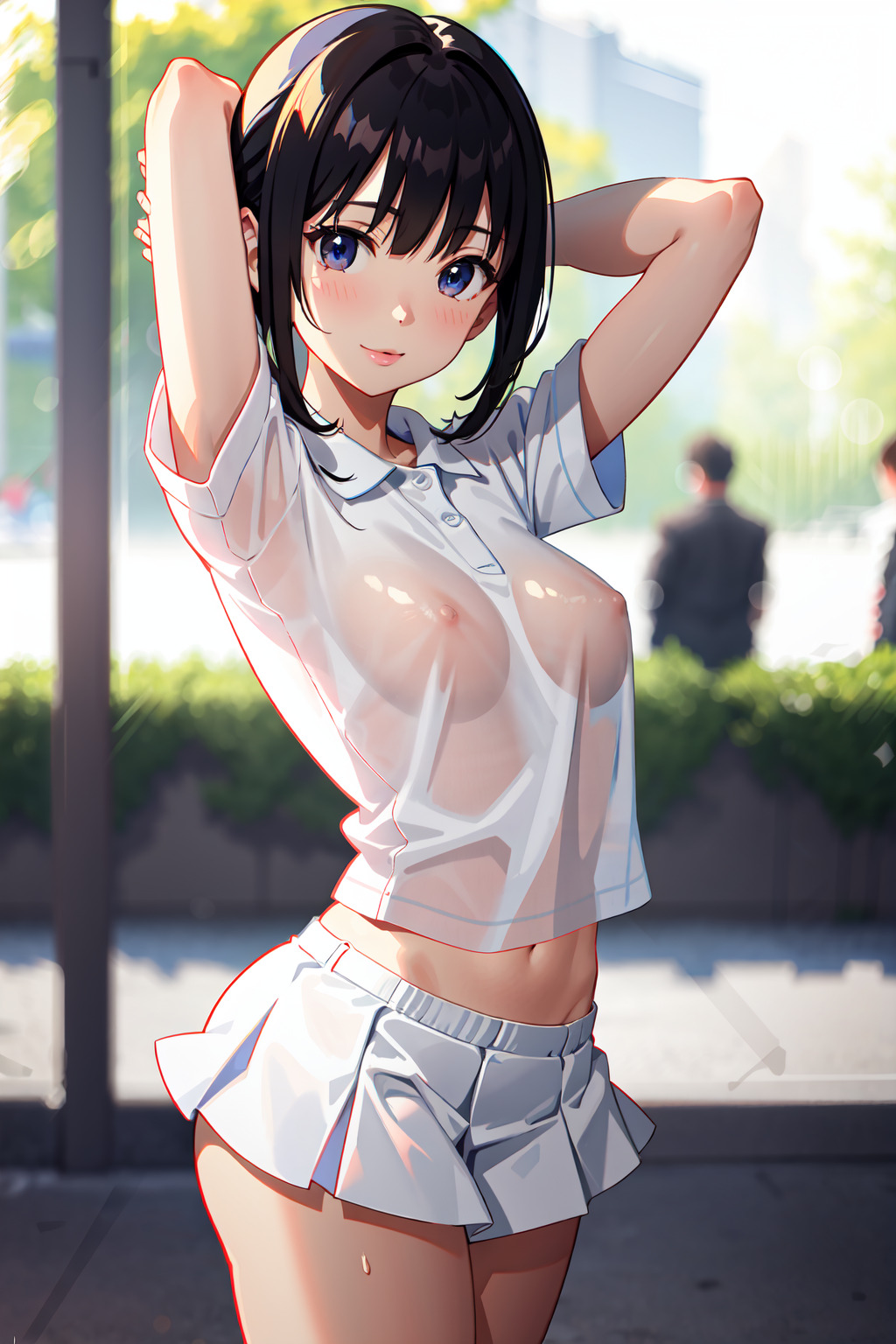 汗だく胸透け テニス少女 01 by ぷろでこ ProDeco with breasts, sheer, tennis, large breasts