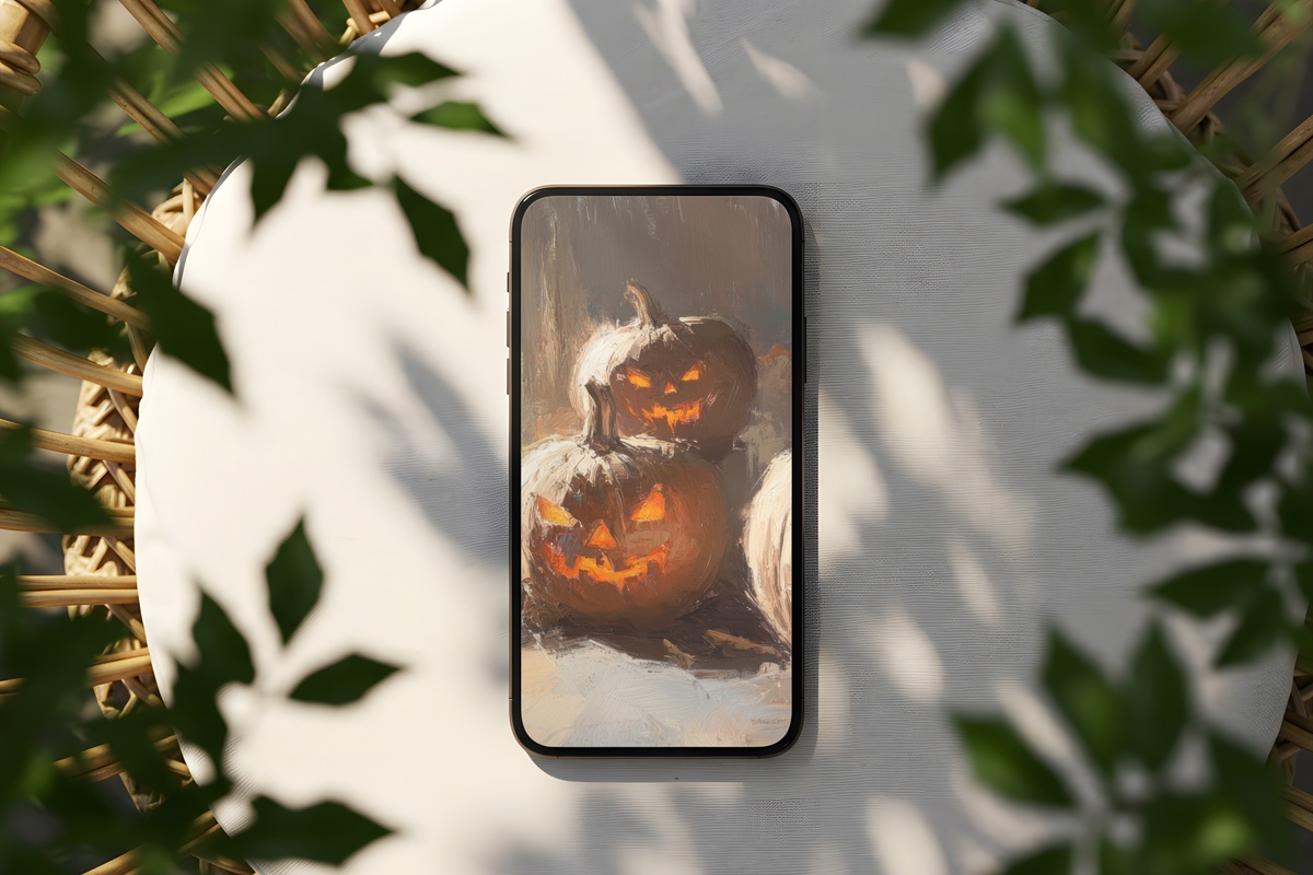Glowing Jack-O-Lantern Whimsy Halloween iPhone Wallpaper