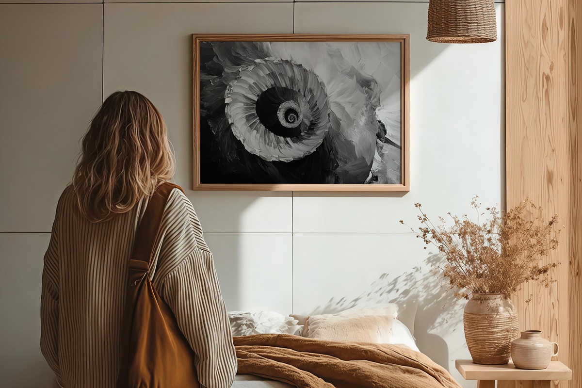 Intrigue of Spiral Elegance Black and White Printable Wall Art