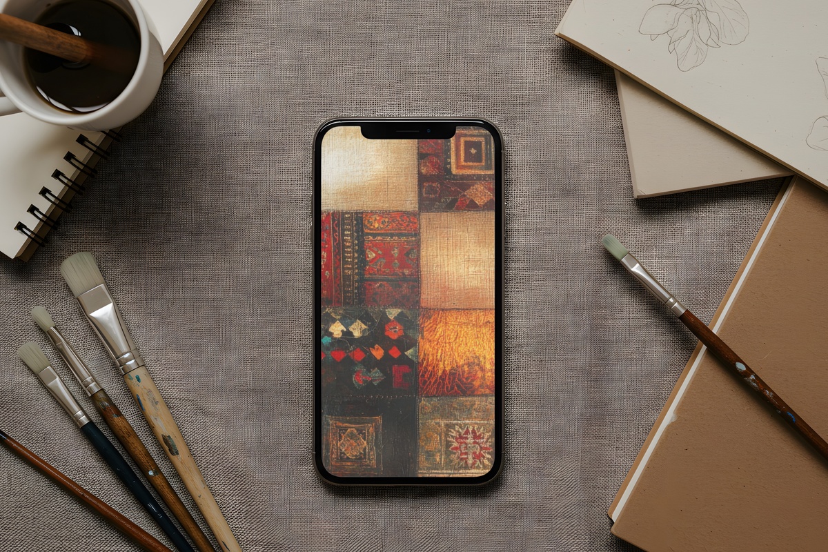 Patchwork Quilt Elegance Boho iPhone Wallpaper