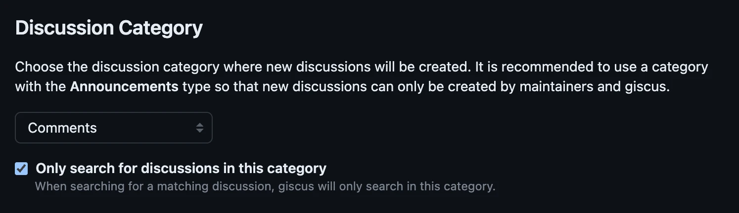 giscus.app - Discussion 카테고리 설정