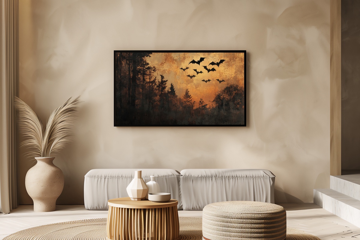 Twilight Bat Flight Grace Halloween Frame TV Art
