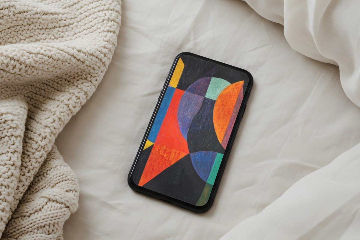Shapes on Dark Canvas Elegance modern iPhone wallpaper with abstract forms