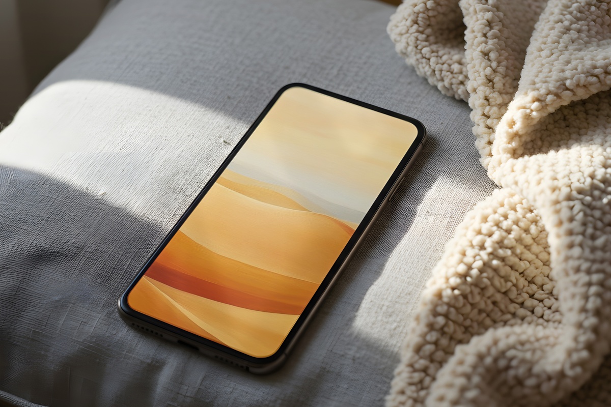 Desert Calm in Modern Brushstrokes iPhone Wallpaper — warm sandy tones with gestural brushstrokes