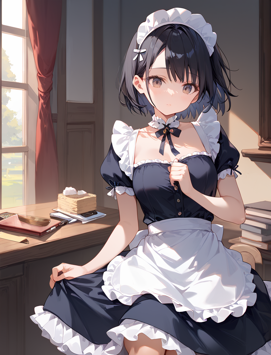 AI成形 メイドショートちゃん by こはく with ai art, girl, maid uniform, tentacle