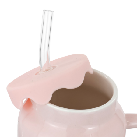 Taza con tapa y sorbete 420ml, cerámica