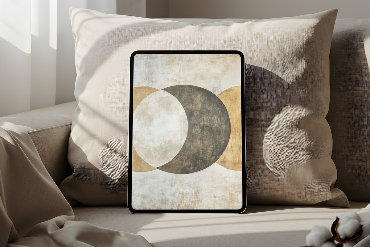 Calming Celestial Cycle Melody neutral iPad wallpaper